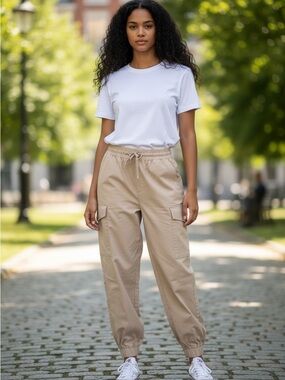 Lulu's women’s Beige Cargo Jogger Pants